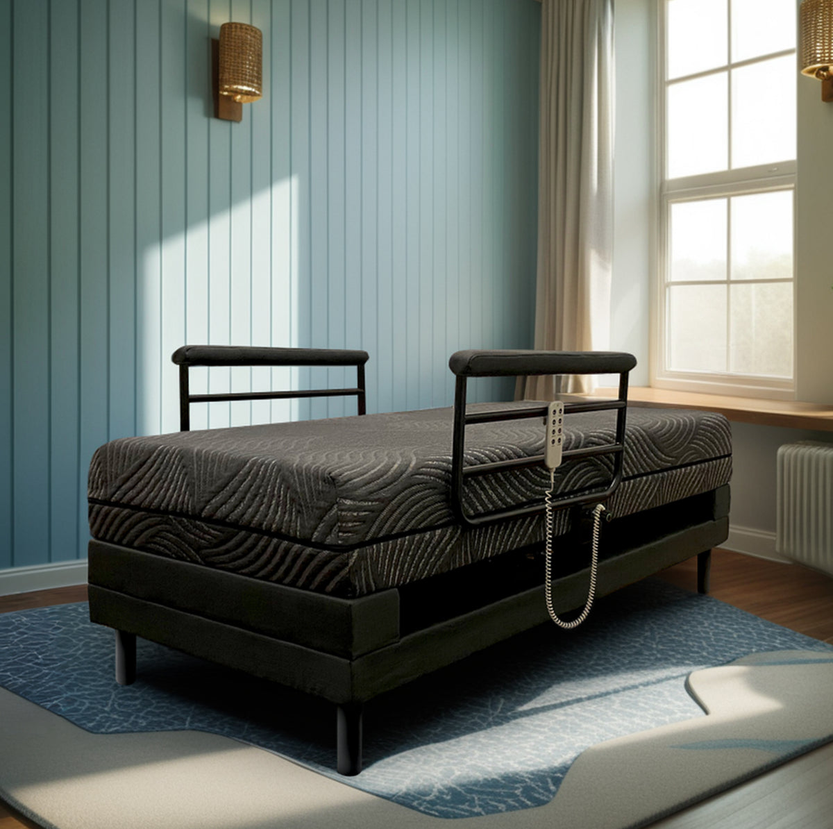 Independence rotating bed with head and foot raised for reading and relaxing